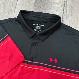 Under Armour 3XL Playoff Polo Shirt Men's Pink Stripe Loose Fit Golf Athletic